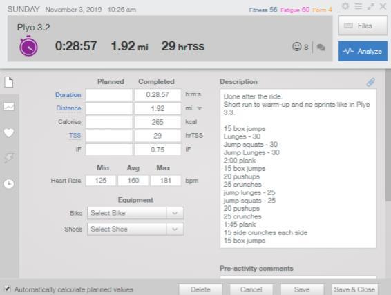 Example Cyclocross Plyo Strength Training Workout