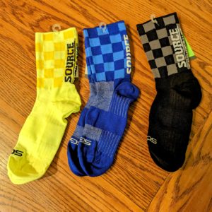 Source Endurance Socks. Fluo Yellow, Blue and Black