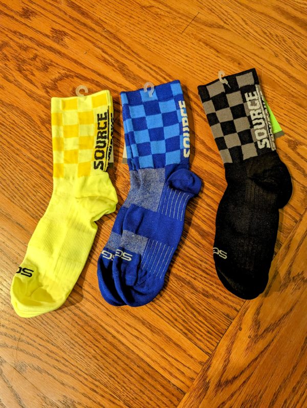Source Endurance Socks. Fluo Yellow, Blue and Black