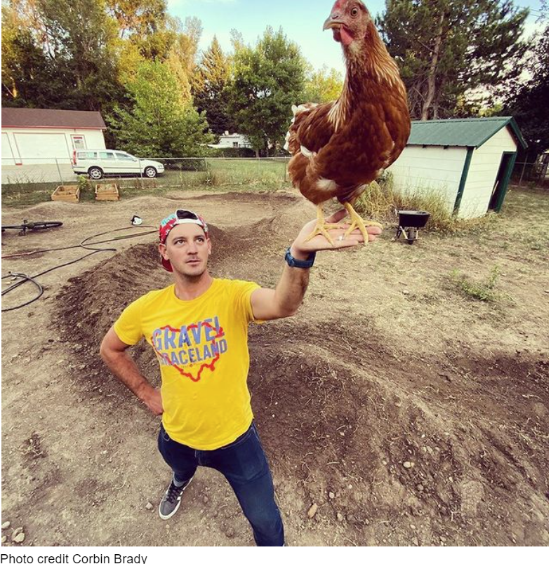 Zack with chicken